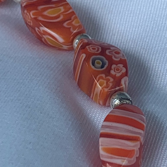 Unique Glass Beads (Mainly Orange) Total Length 21” can be made shorter w/clasp - Picture 4 of 16